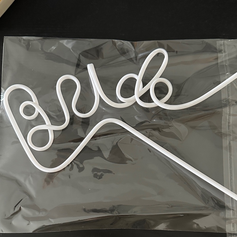 White Bride Party Straw